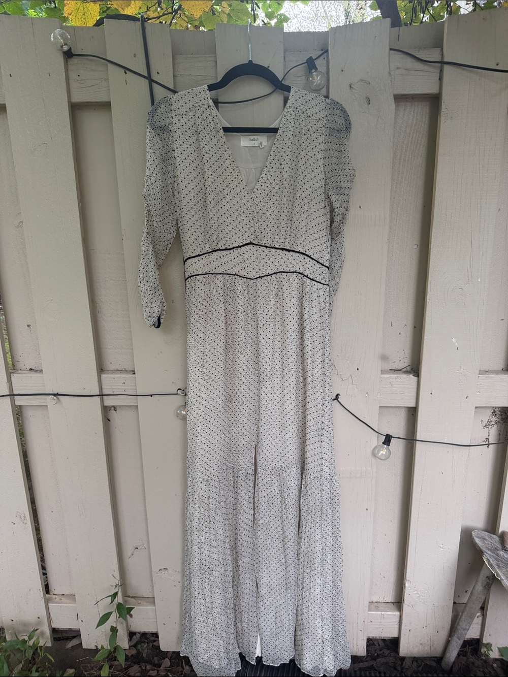 ba&sh silk Printed Maxi Dress with V-Neck